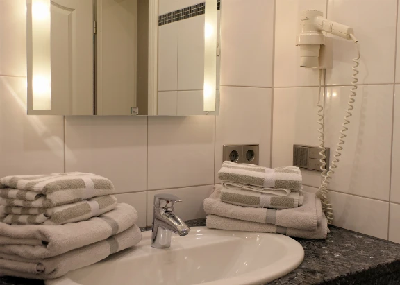 Badezimmmer einer Ferienwohnung im Haus Dallacker, Duhnen